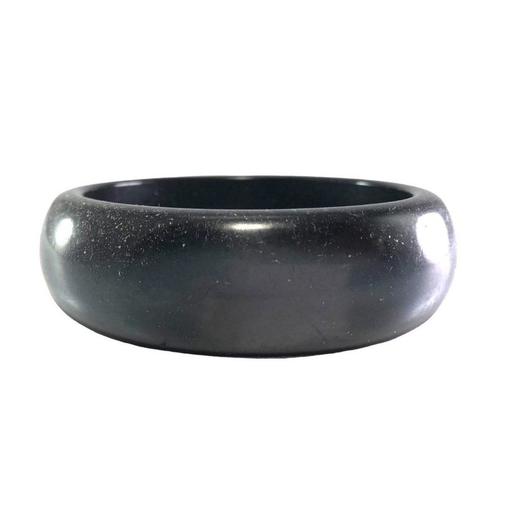Vintage Chunky Black Moon Glow Thermoset Lucite Bangle Bracelet Goth